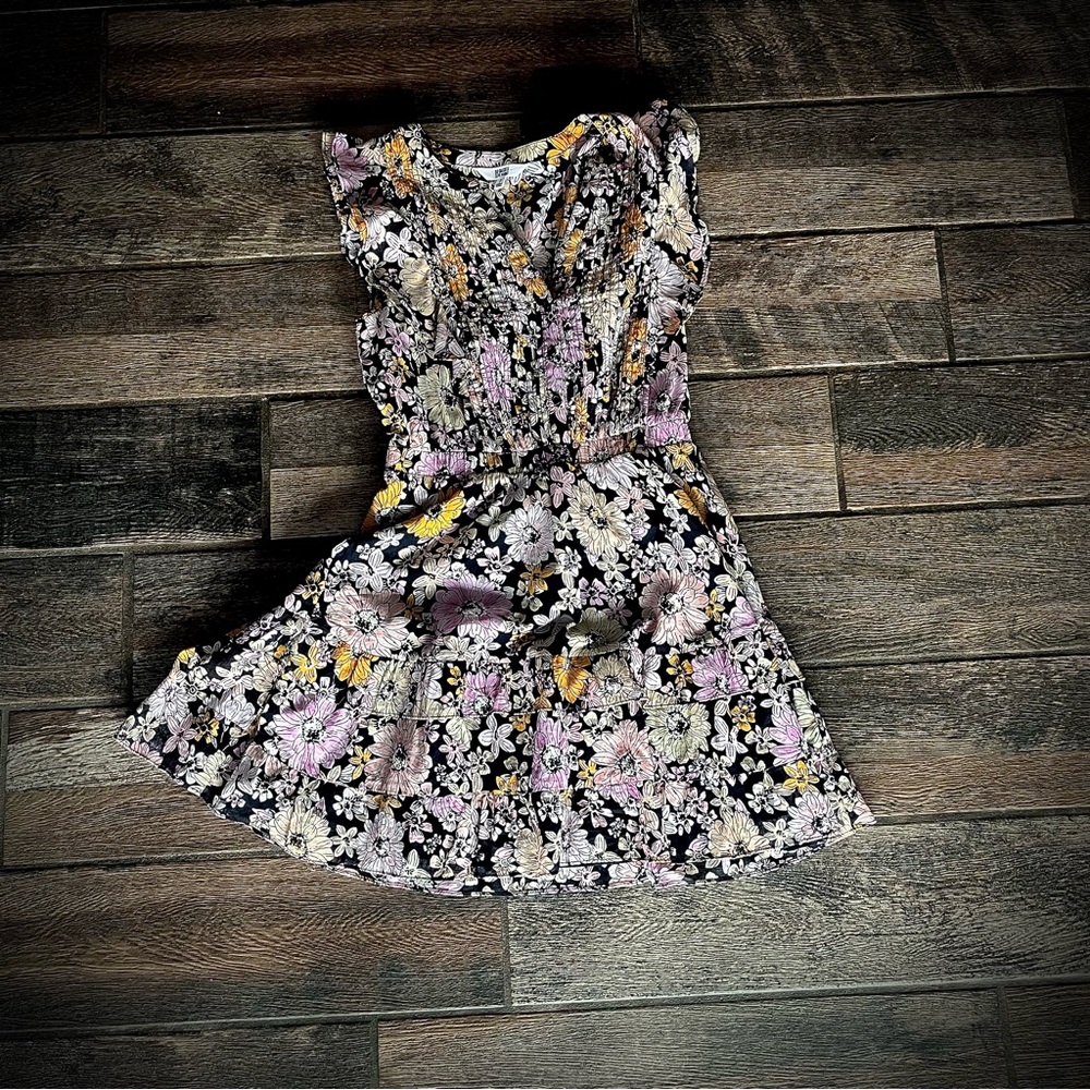BB Dakota pink & orange floral summer dress with ruffles S